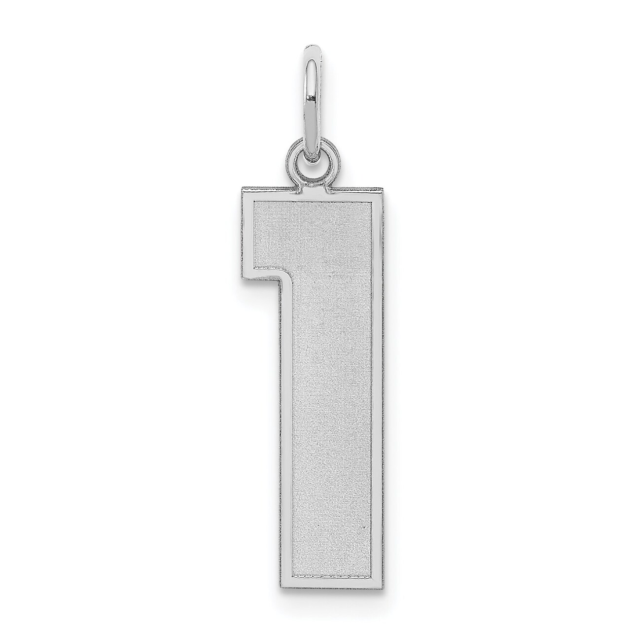 Sterling Silver Large Satin Number 1 Charm Pendant Jewerly 25mm x 11mm